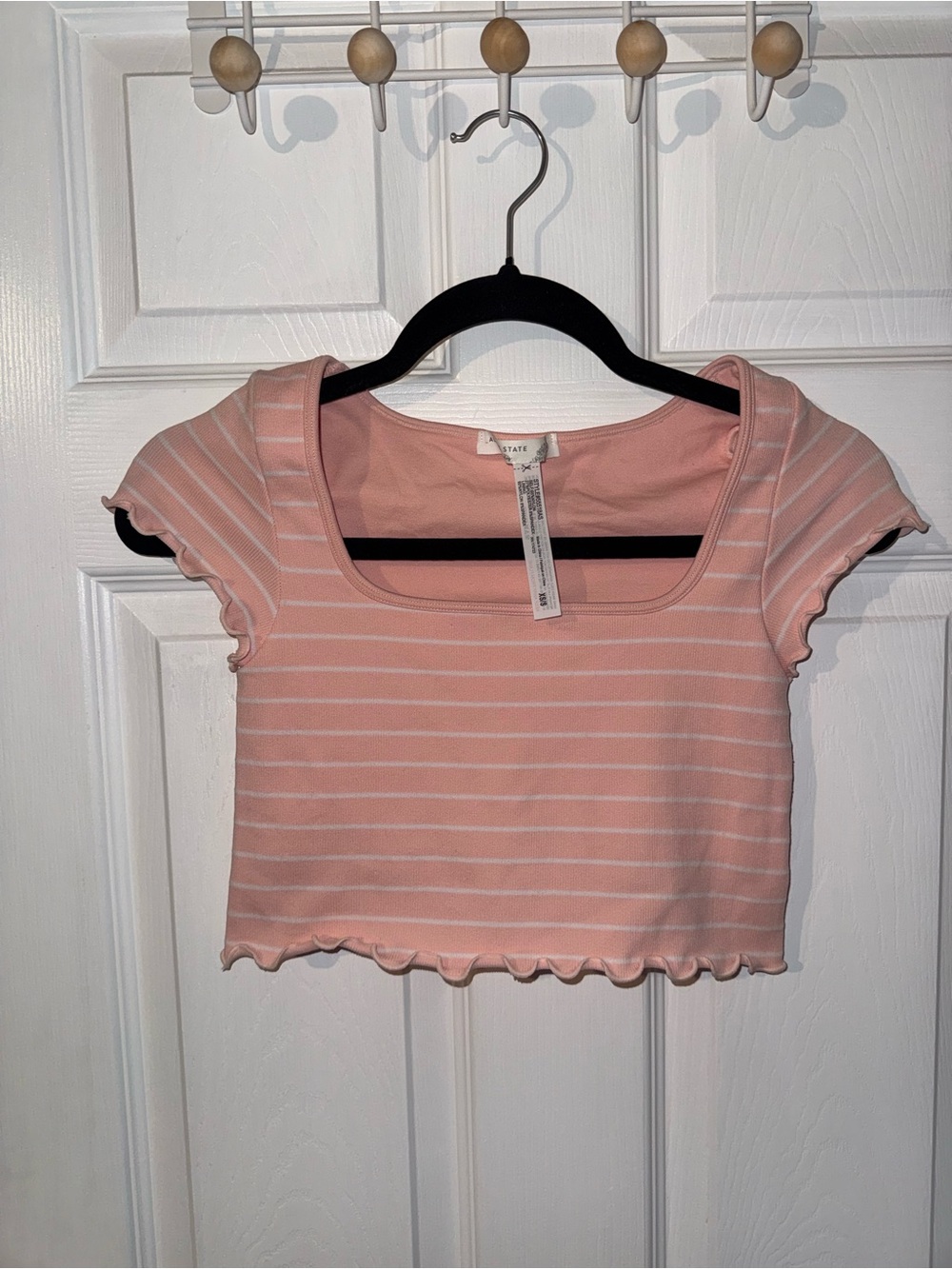 Altar'd State Pink & White Striped Square-Neck Crop Top